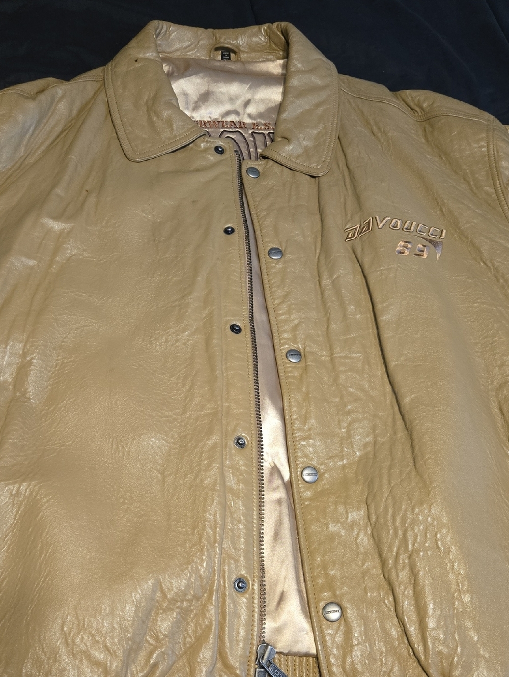 Davoucci 89 Tan Leather Bomber Jacket